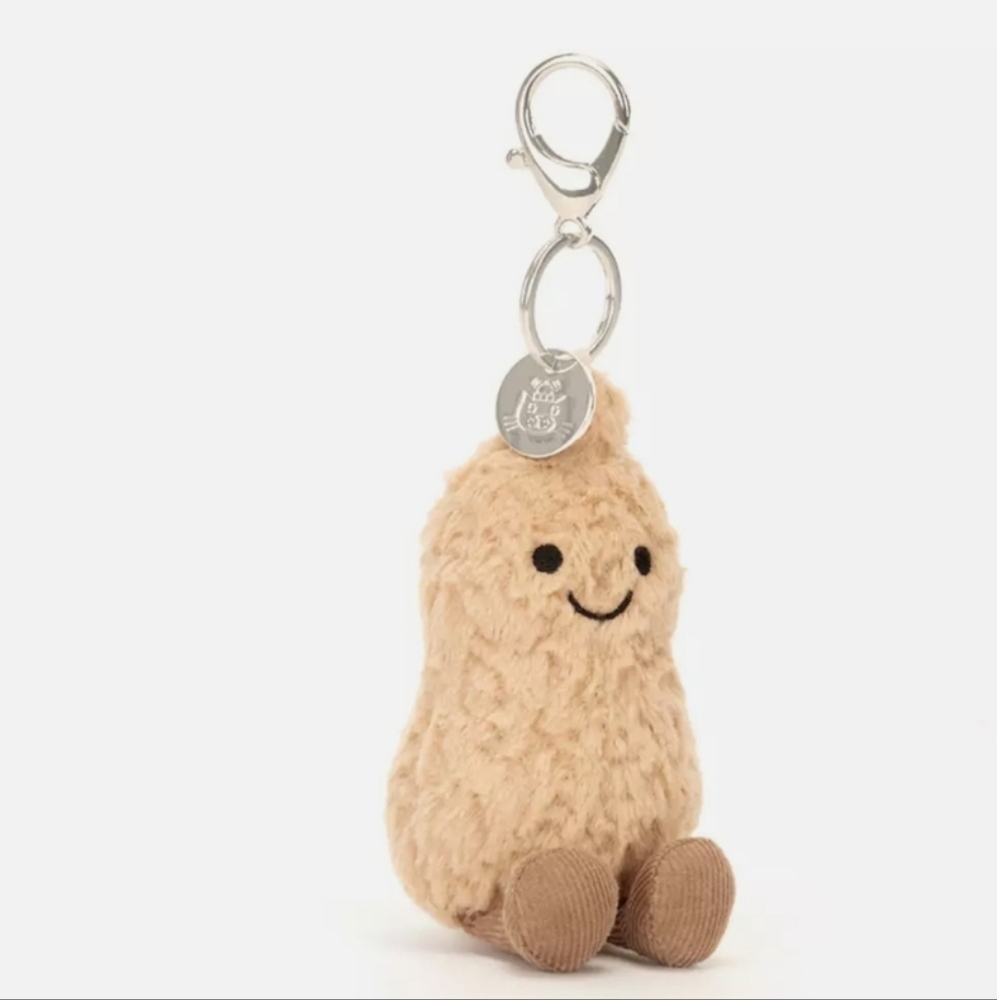 Jellycat Amuseables Peanut Bag Charm 7.1" x 2"x 2" Soft and Plush NWT